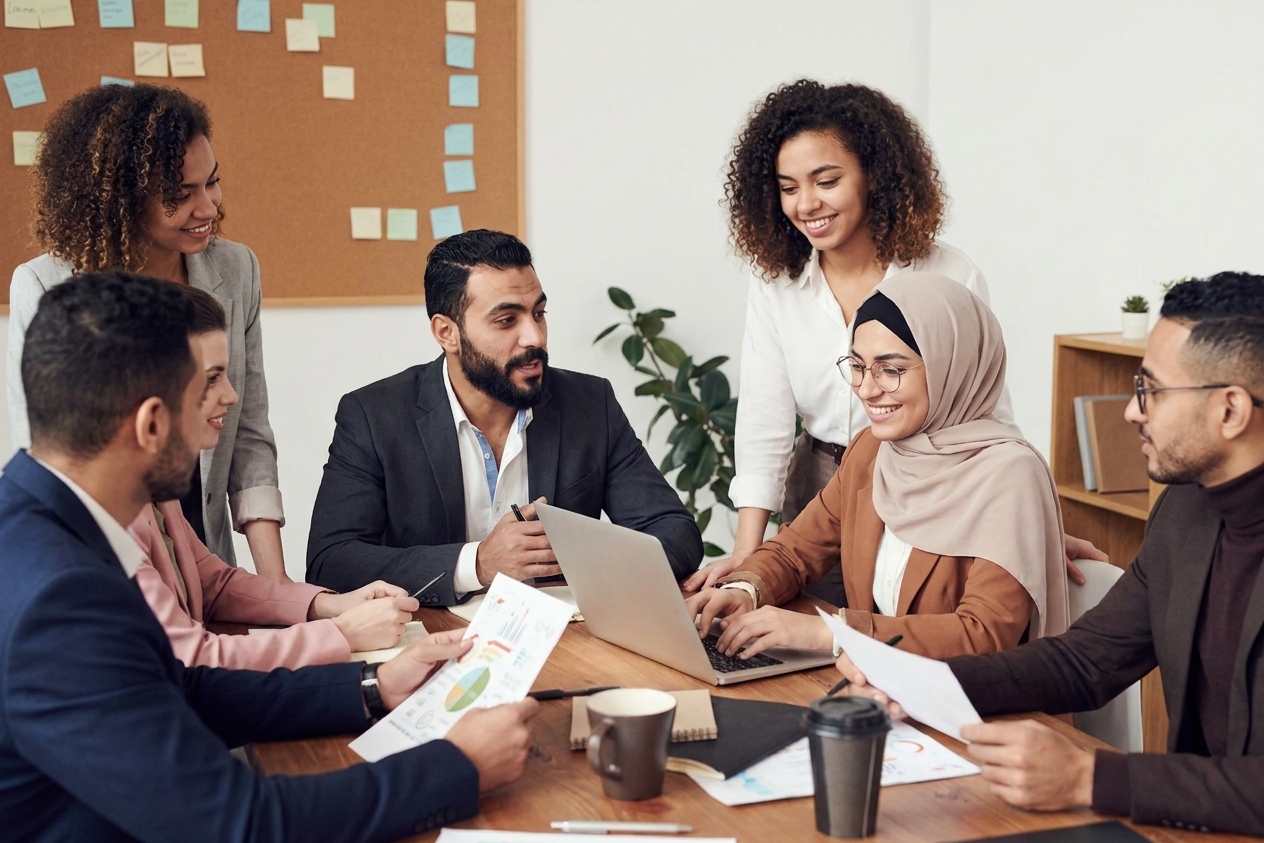 Mena Link customer-service team handling cloud calls across the MENA region